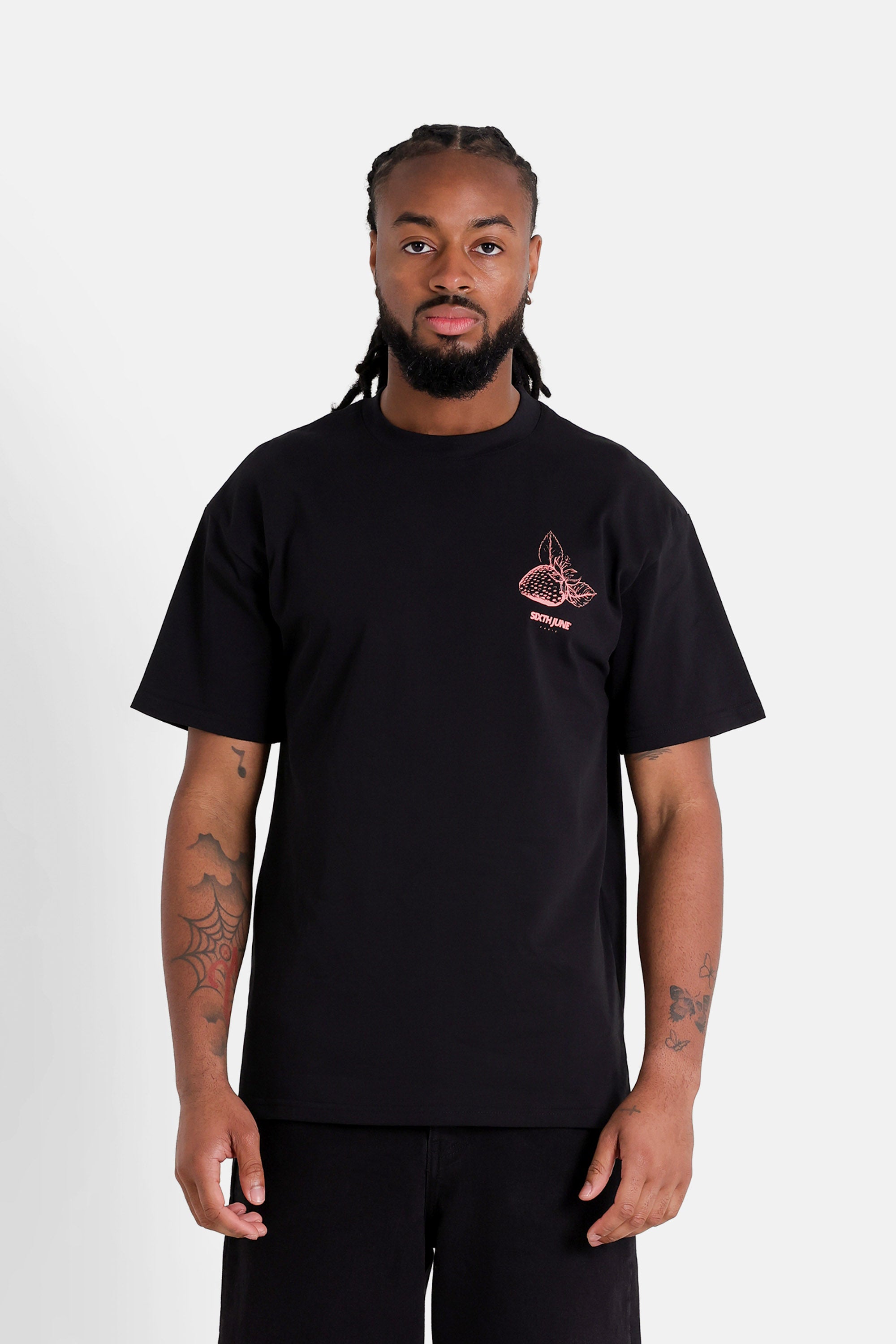 SIXTH JUNE - Strawberry Print SS Tshirt - Black - Headz Up 