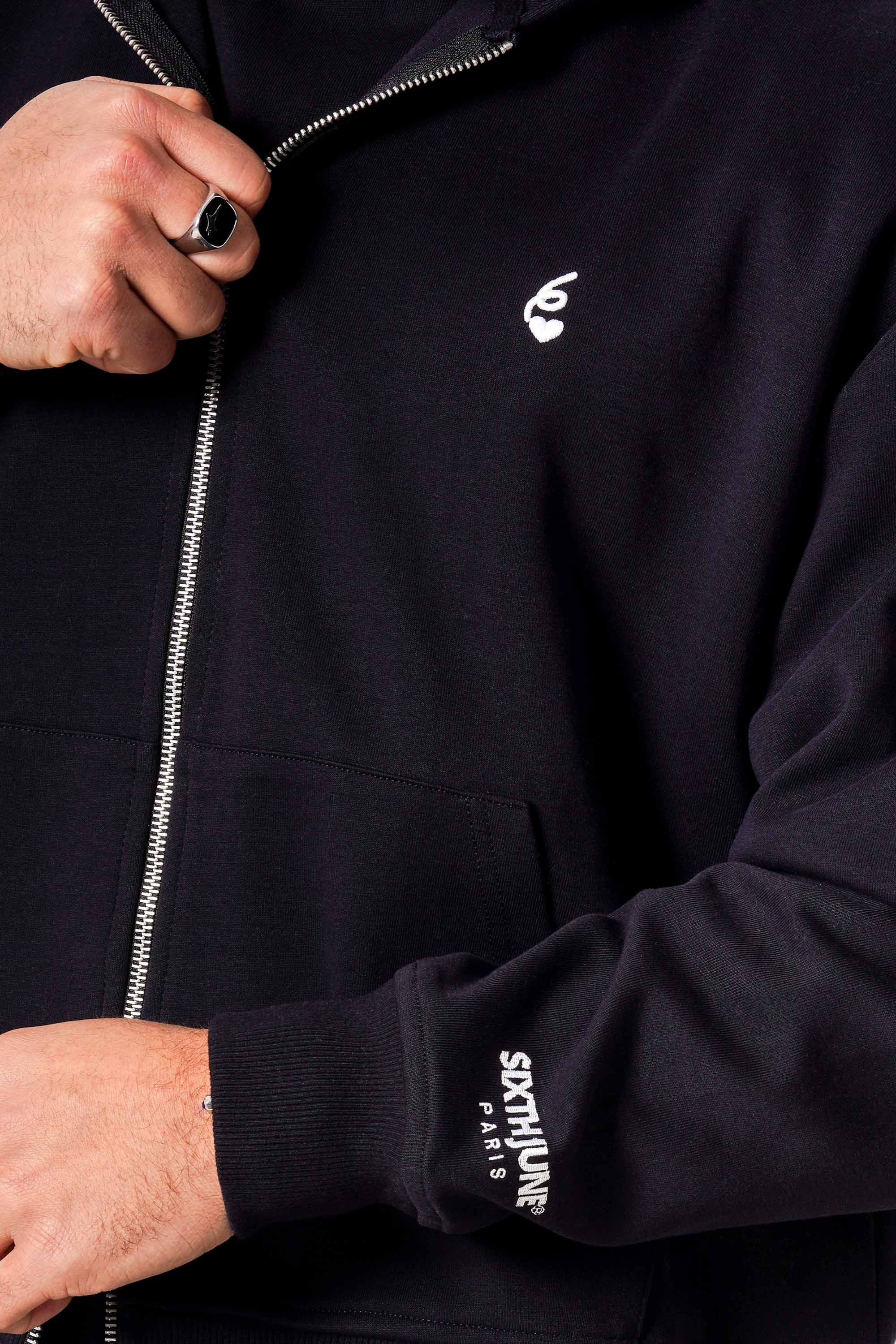 SIXTH JUNE - Heavy Cotton Zip Up Hoodie - Black - Headz Up 