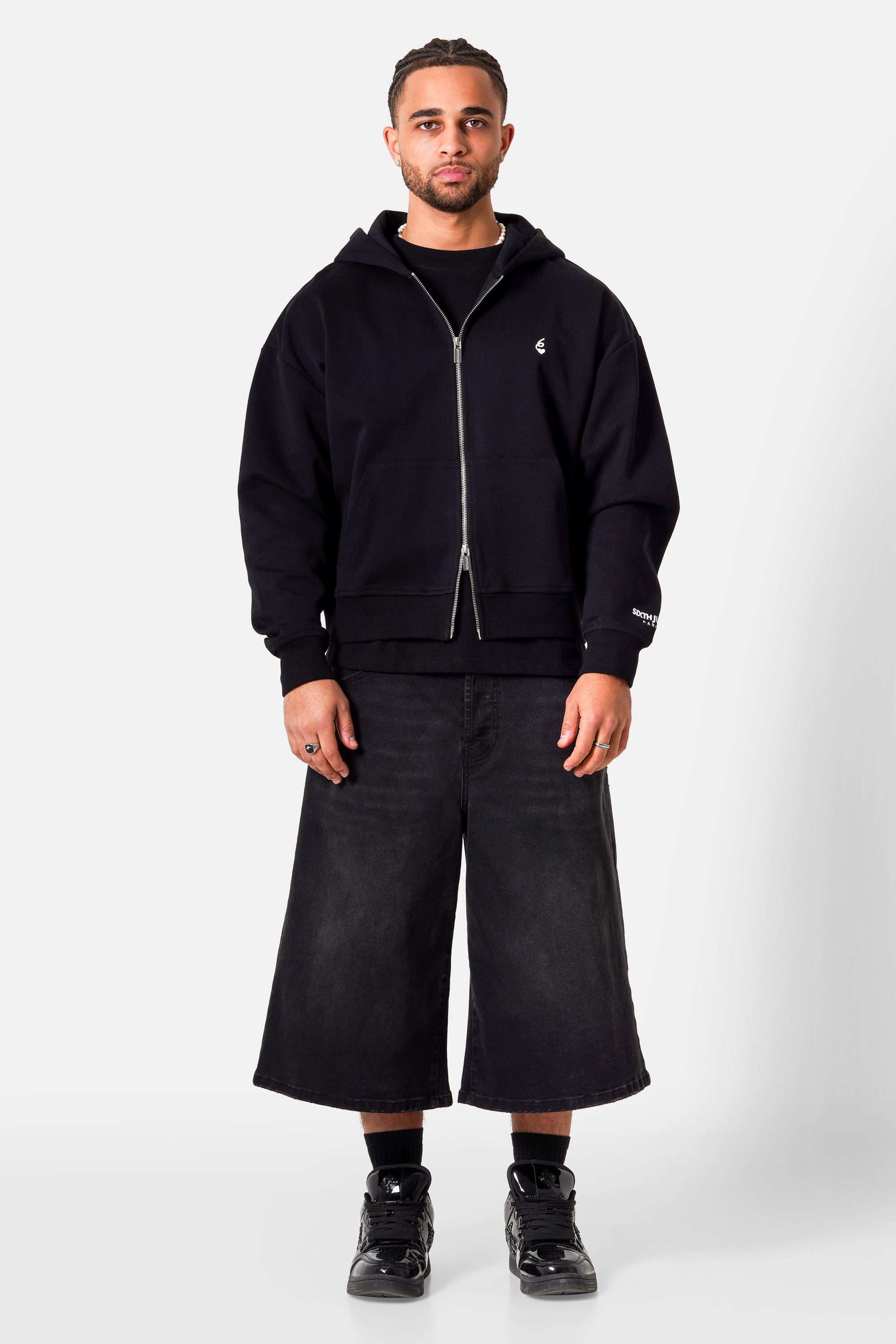 SIXTH JUNE - Heavy Cotton Zip Up Hoodie - Black - Headz Up 