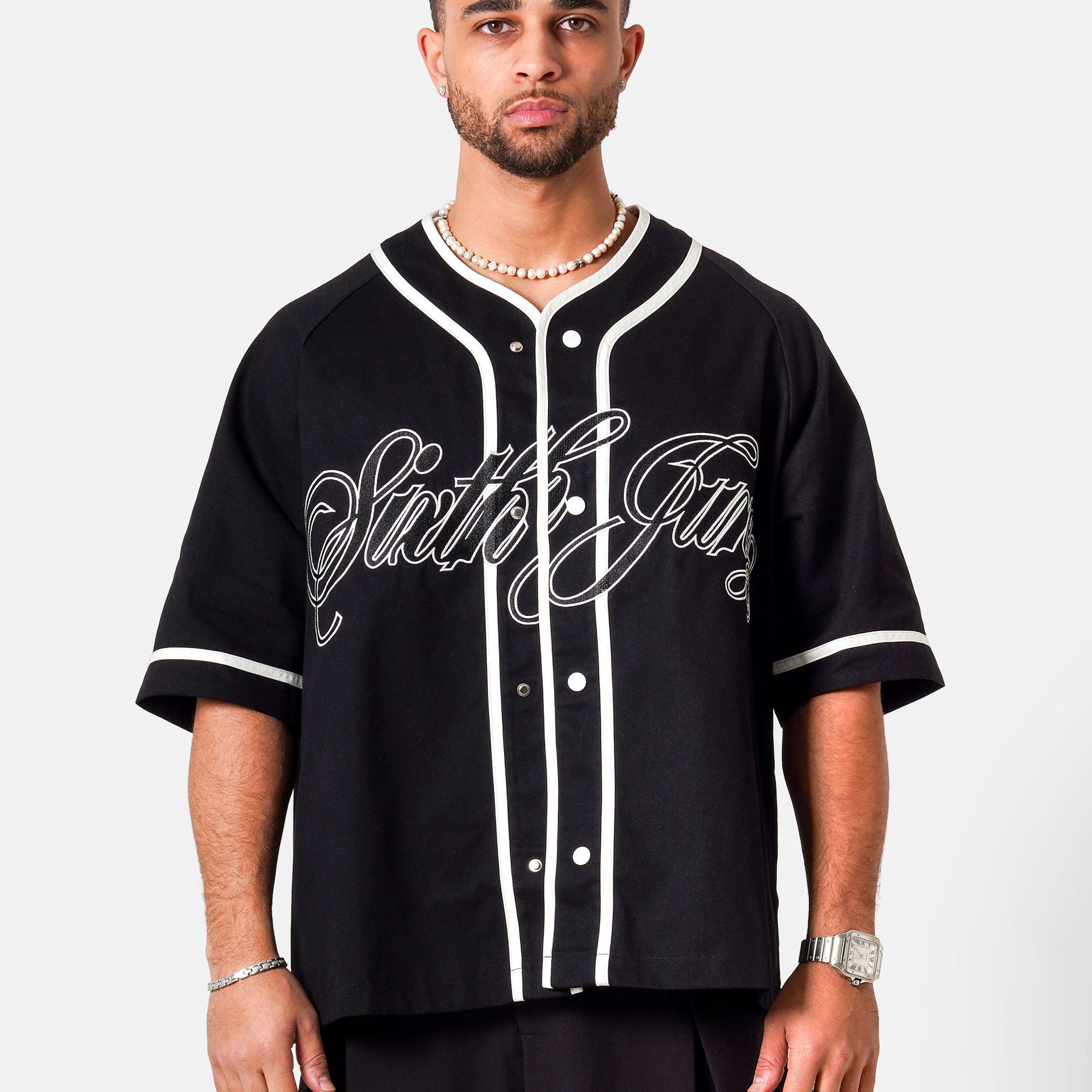 SIXTH JUNE - Baseball Serge SS Shirt - Black - Headz Up 