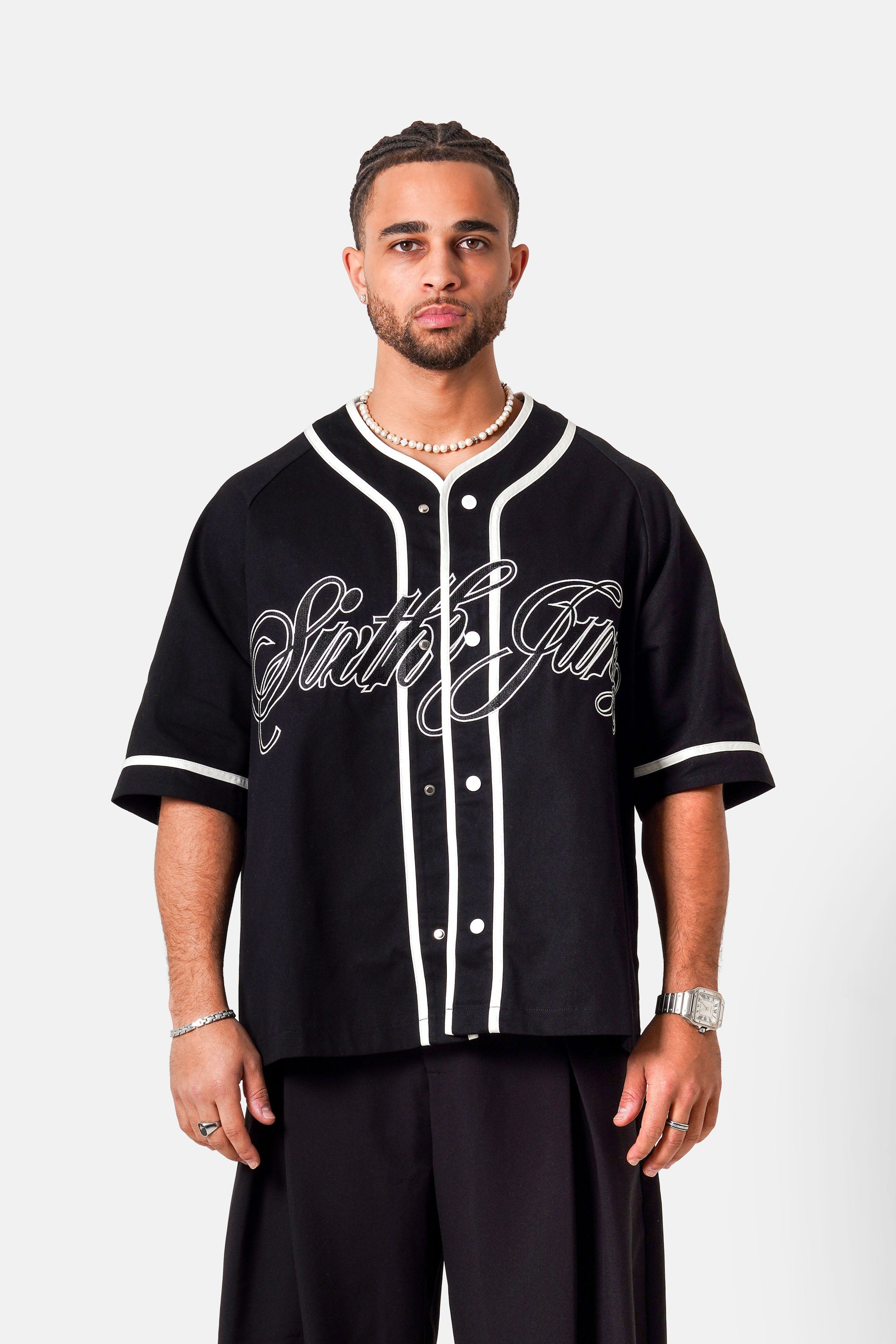 SIXTH JUNE - Baseball Serge SS Shirt - Black - Headz Up 