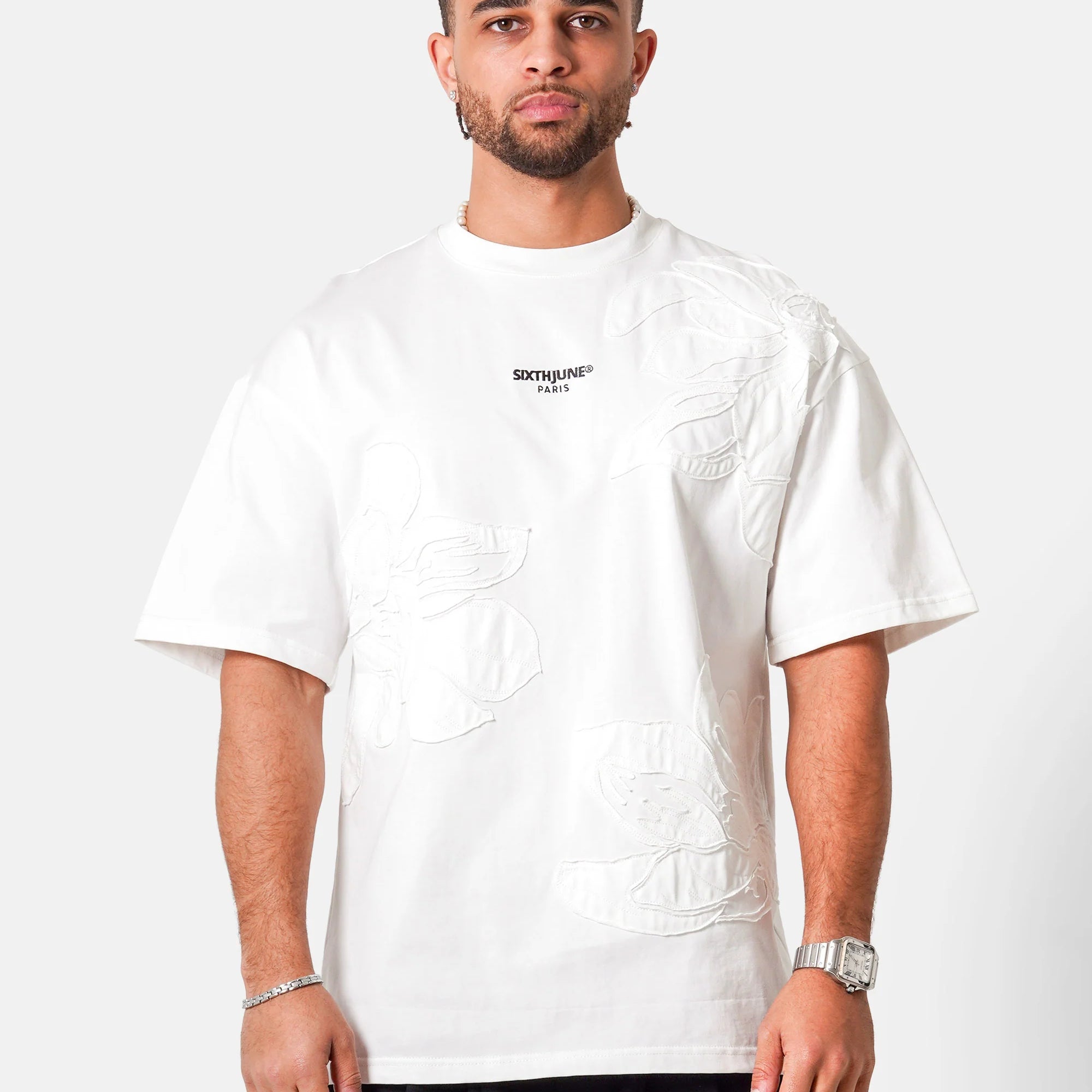 SIXTH JUNE - Flower Embroidery S/S T-Shirt - Offwhite - Headz Up 