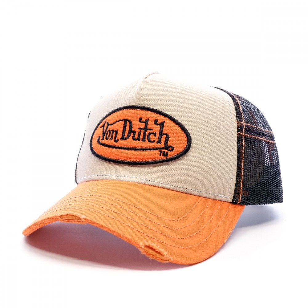 Von Dutch - Oval Patch Black/Beige/Orange Trucker Cap - Headz Up 