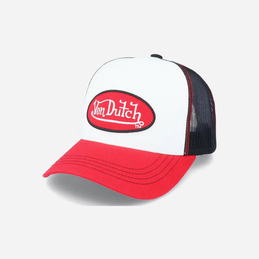 Von Dutch - Oval Patch - White/Red Trucker Cap