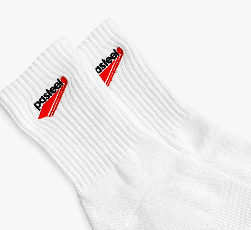 Pasteelo - EMBROIDERED Socks - White - Headz Up 