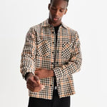 WAX LONDON - Whiting Overshirt - Natural Houndstooth - Headz Up 
