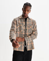 WAX LONDON - Whiting Overshirt - Natural Houndstooth - Headz Up 