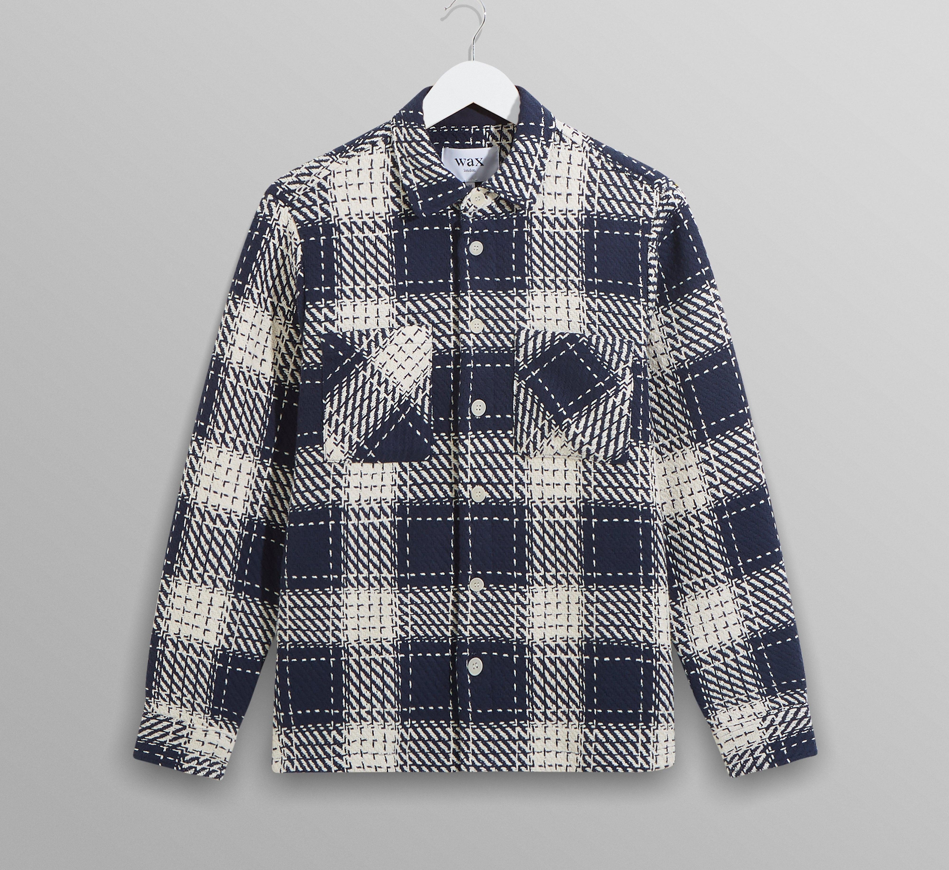 WAX LONDON - Whiting  Overshirt - Navy Marine Beatnik - Headz Up 