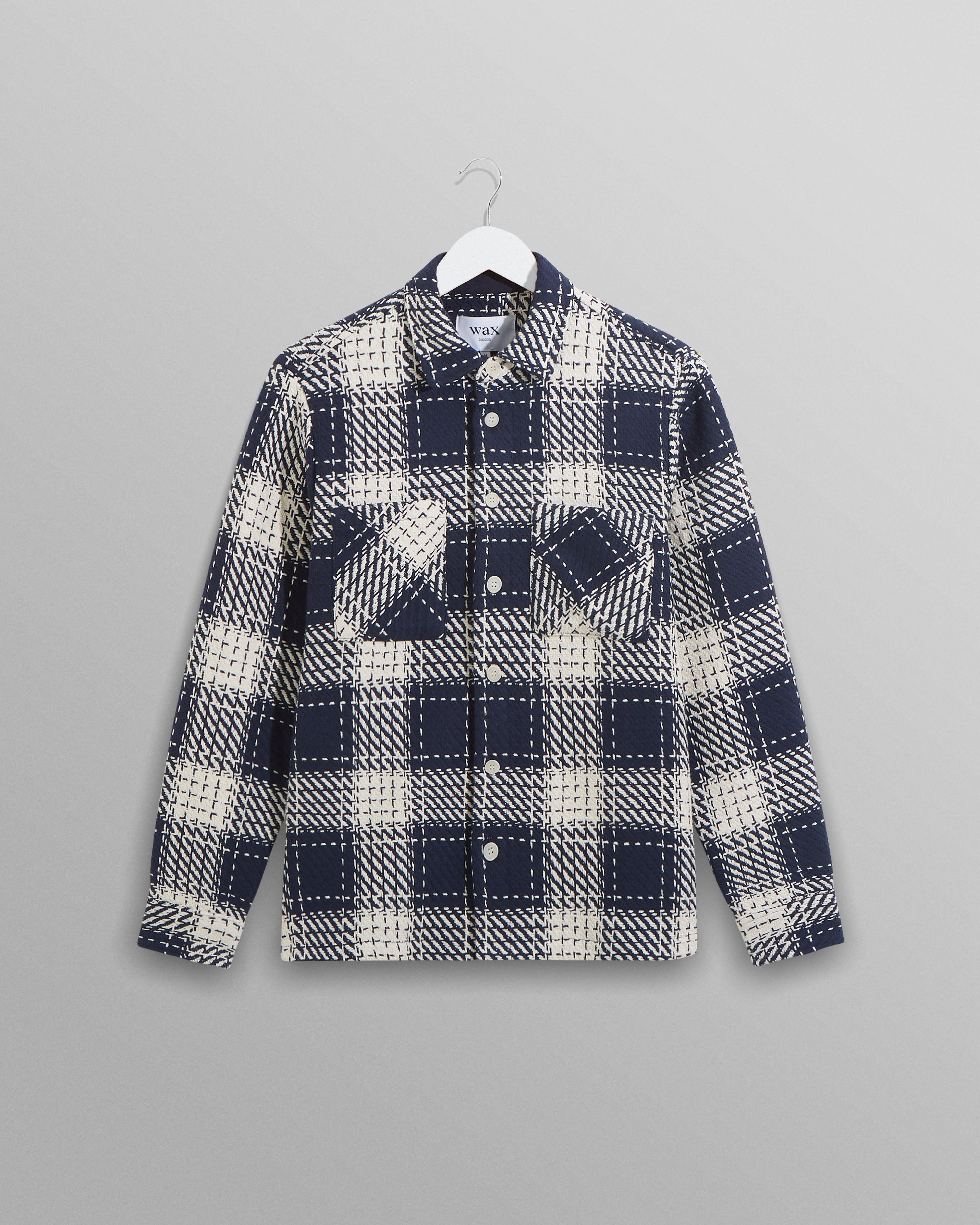 WAX LONDON - Whiting  Overshirt - Navy Marine Beatnik - Headz Up 