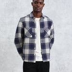 WAX LONDON - Whiting  Overshirt - Navy Marine Beatnik - Headz Up 