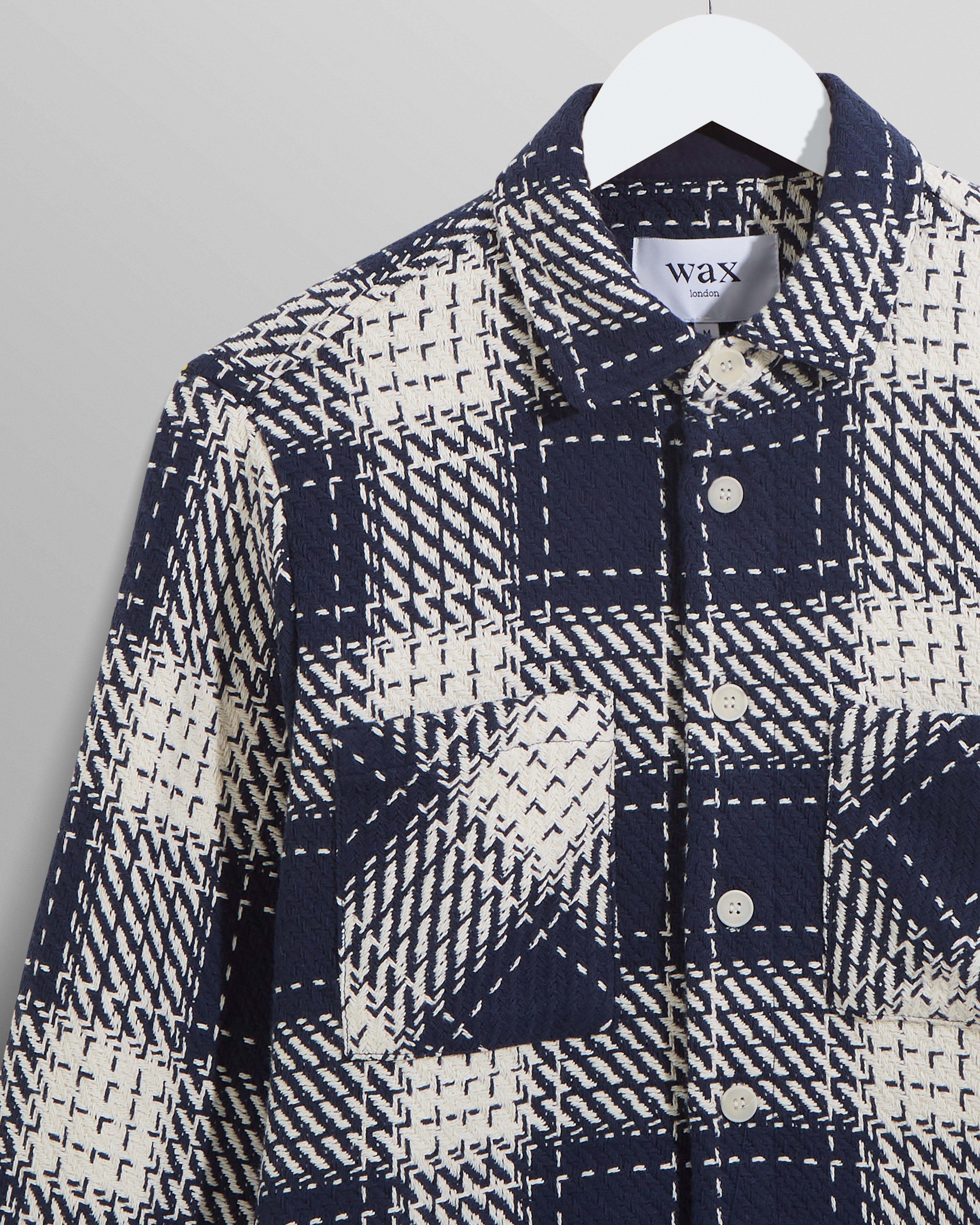 WAX LONDON - Whiting  Overshirt - Navy Marine Beatnik - Headz Up 