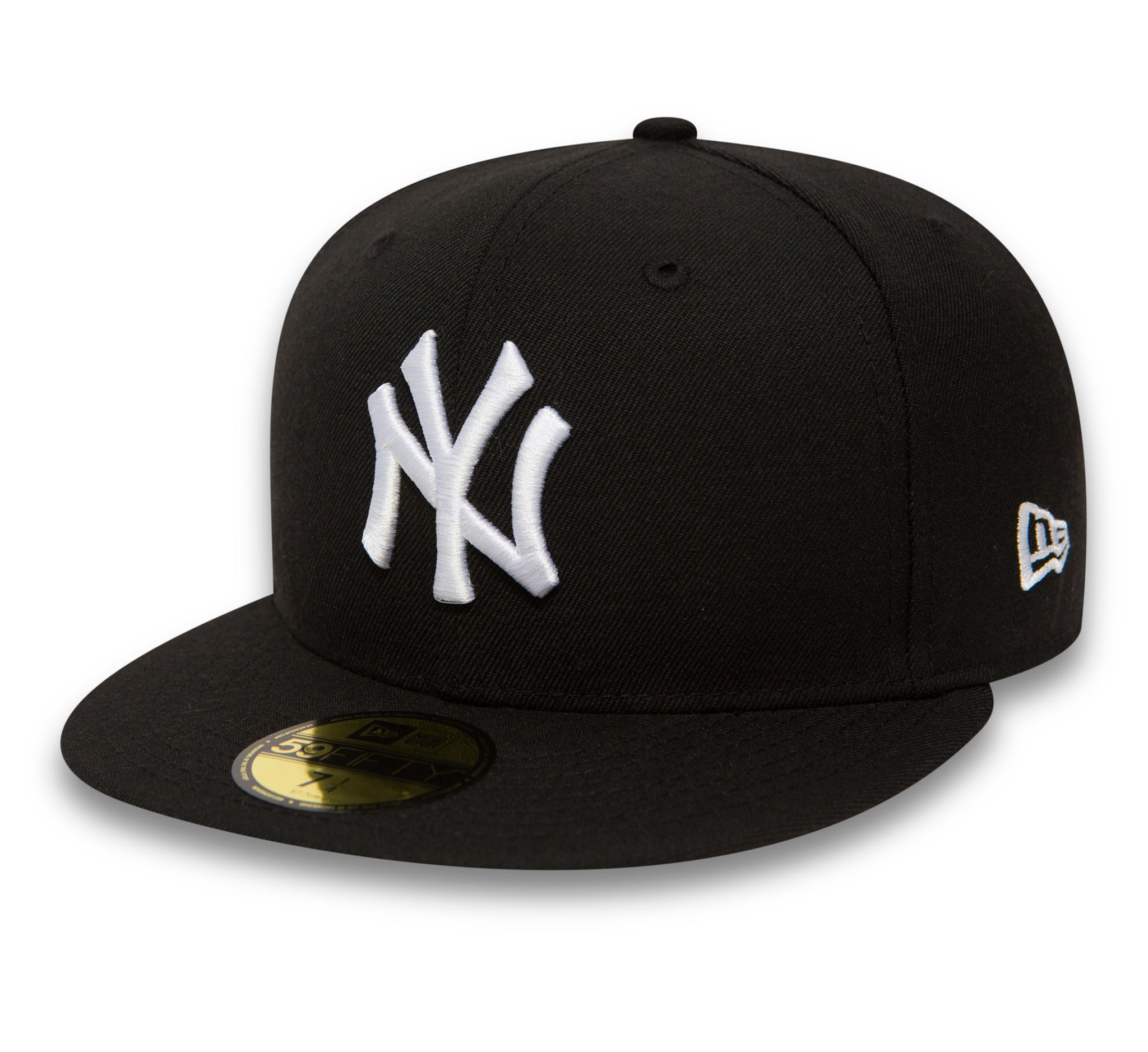 Sort New Era 59FIFTY fitted cap med Yankees-logo, klassisk design og flat skygge.