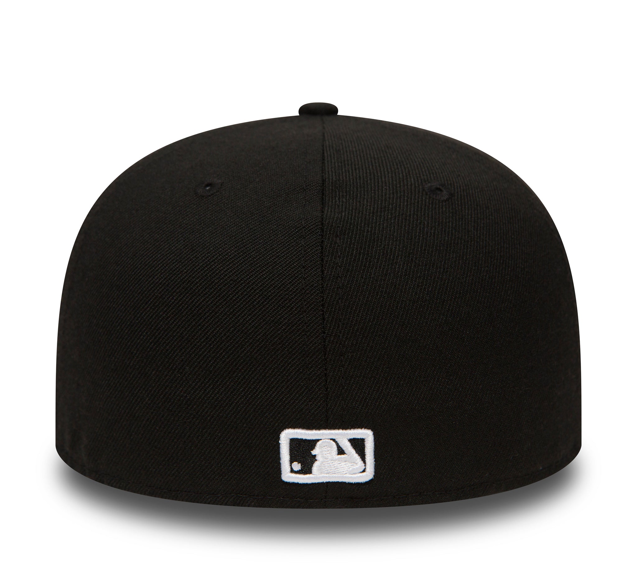 Sort New Era 59FIFTY fitted Yankees cap med logo, vises foran i billedet.