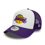 Los Angeles Lakers Team Color Block A-Frame Trucker - White/Purple - Headz Up 
