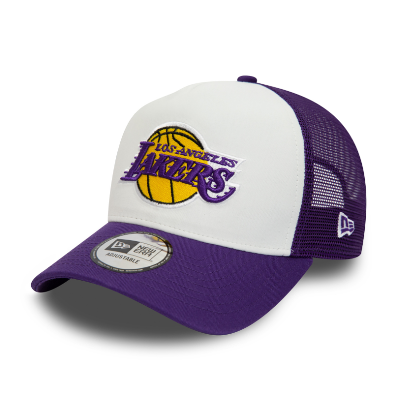Los Angeles Lakers Team Color Block A-Frame Trucker - White/Purple - Headz Up 
