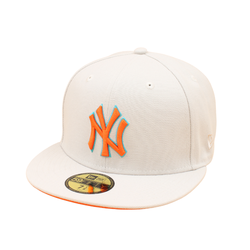 New York Yankees Cooperstown 59Fifty Fitted 27 World Series Titles - Stone/Orange - Headz Up 
