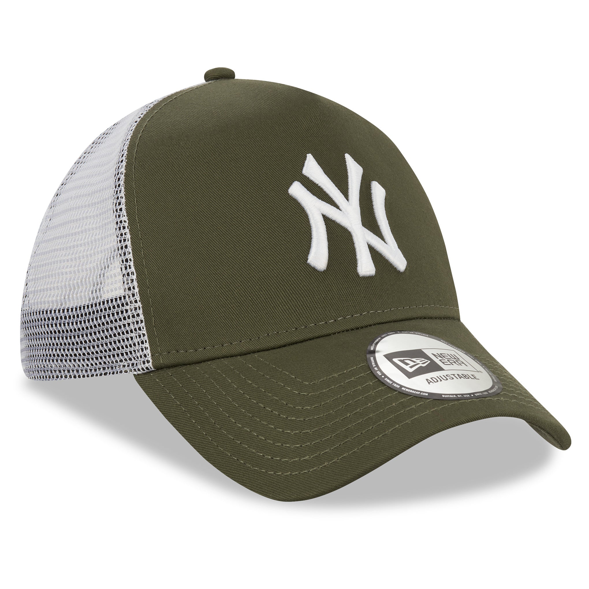 New York Yankees League Essentials Trucker Cap - Olive/White - Headz Up 