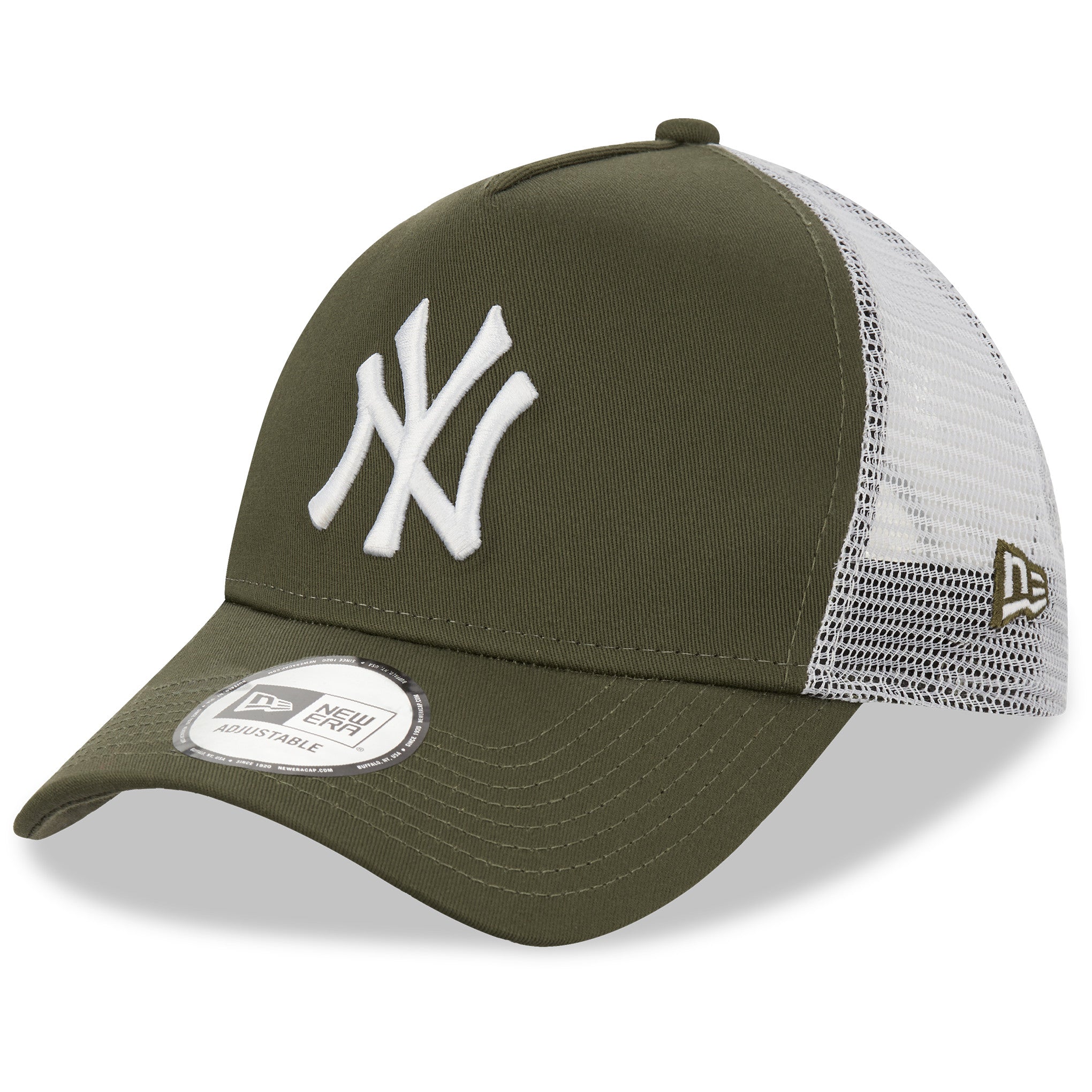 New York Yankees League Essentials Trucker Cap - Olive/White - Headz Up 