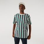 MLB Oversized Stripe Tee Los Angeles Dodgers - White/Navy/Green - Headz Up 