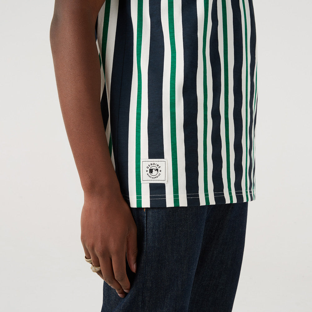 MLB Oversized Stripe Tee Los Angeles Dodgers - White/Navy/Green - Headz Up 