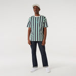 MLB Oversized Stripe Tee Los Angeles Dodgers - White/Navy/Green - Headz Up 