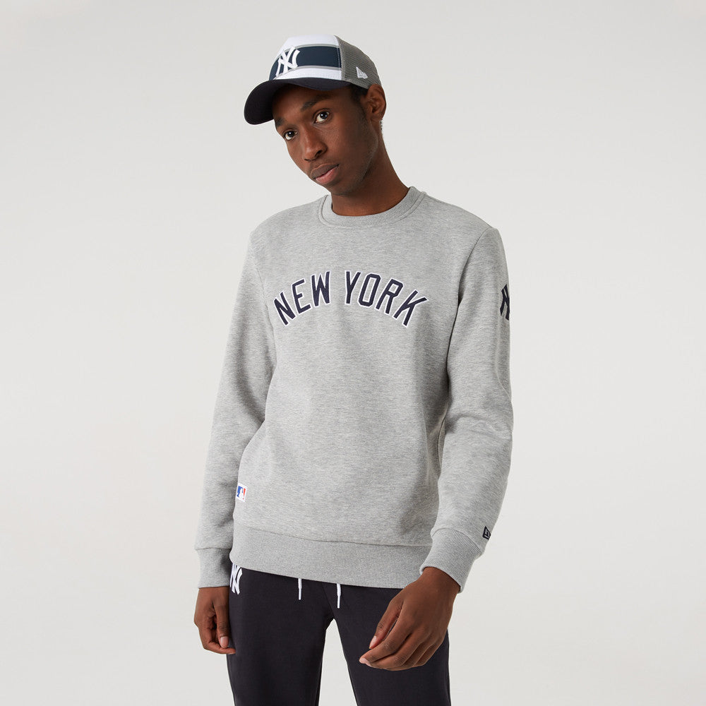 MLB Script Wordmark Crewneck New York Yankees - Grey - Headz Up 