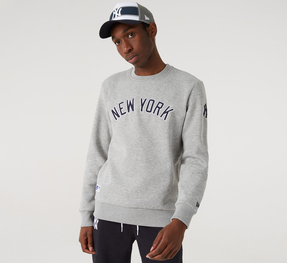 MLB Script Wordmark Crewneck New York Yankees - Grey - Headz Up 