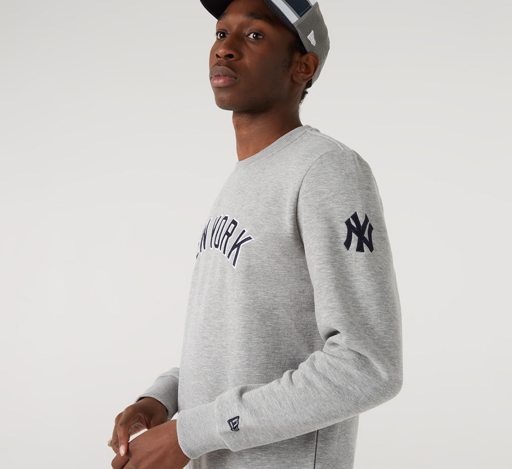 MLB Script Wordmark Crewneck New York Yankees - Grey - Headz Up 
