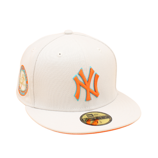 New York Yankees Cooperstown 59Fifty Fitted 27 World Series Titles - Stone/Orange - Headz Up 