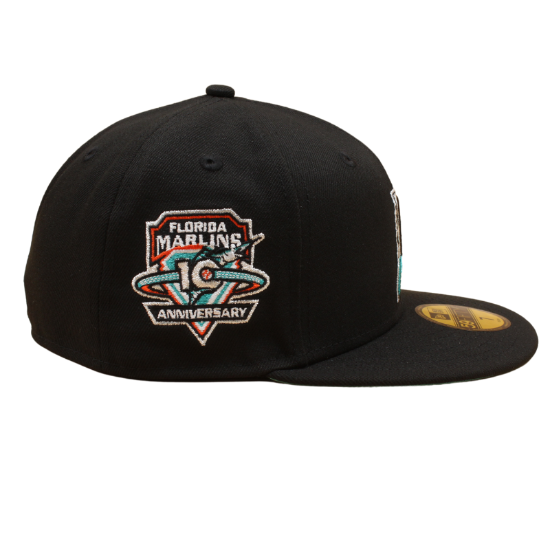 Florida Marlins Cooperstown 59Fifty Fitted 10th Anniversary -Black/Clear Mint - Headz Up 