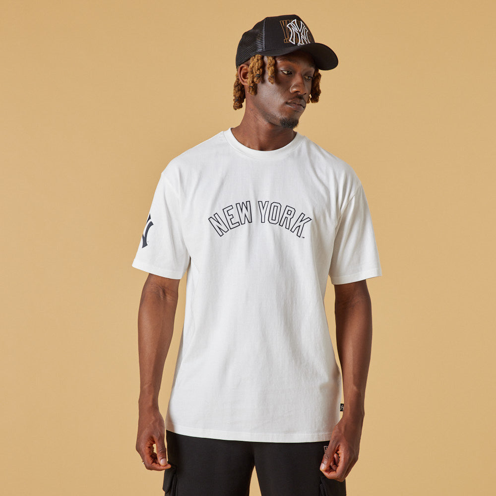 New York Yankees Washed Pack Wordmark Oversized Tee - Hvid - Headz Up 