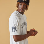 New York Yankees Washed Pack Wordmark Oversized Tee - Hvid - Headz Up 