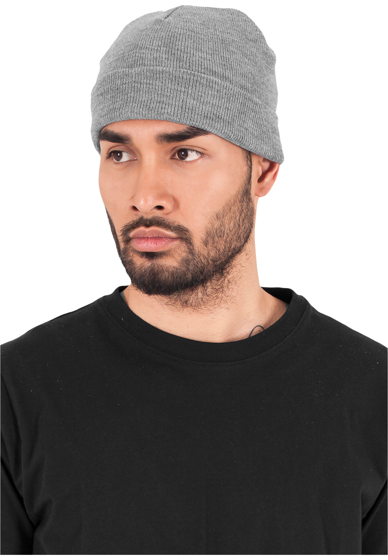 Yupoong Short Beanie - Heather Grey - Headz Up 