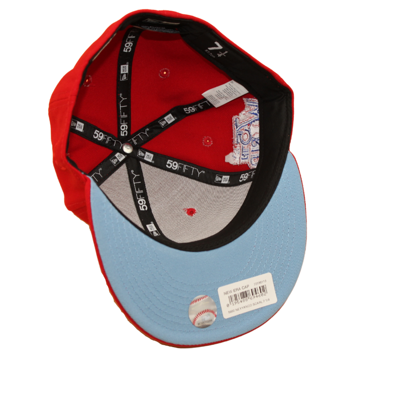 New York Yankees Cooperstown 59Fifty Fitted 75th World Series Scarlet/Sky Blue - Headz Up 