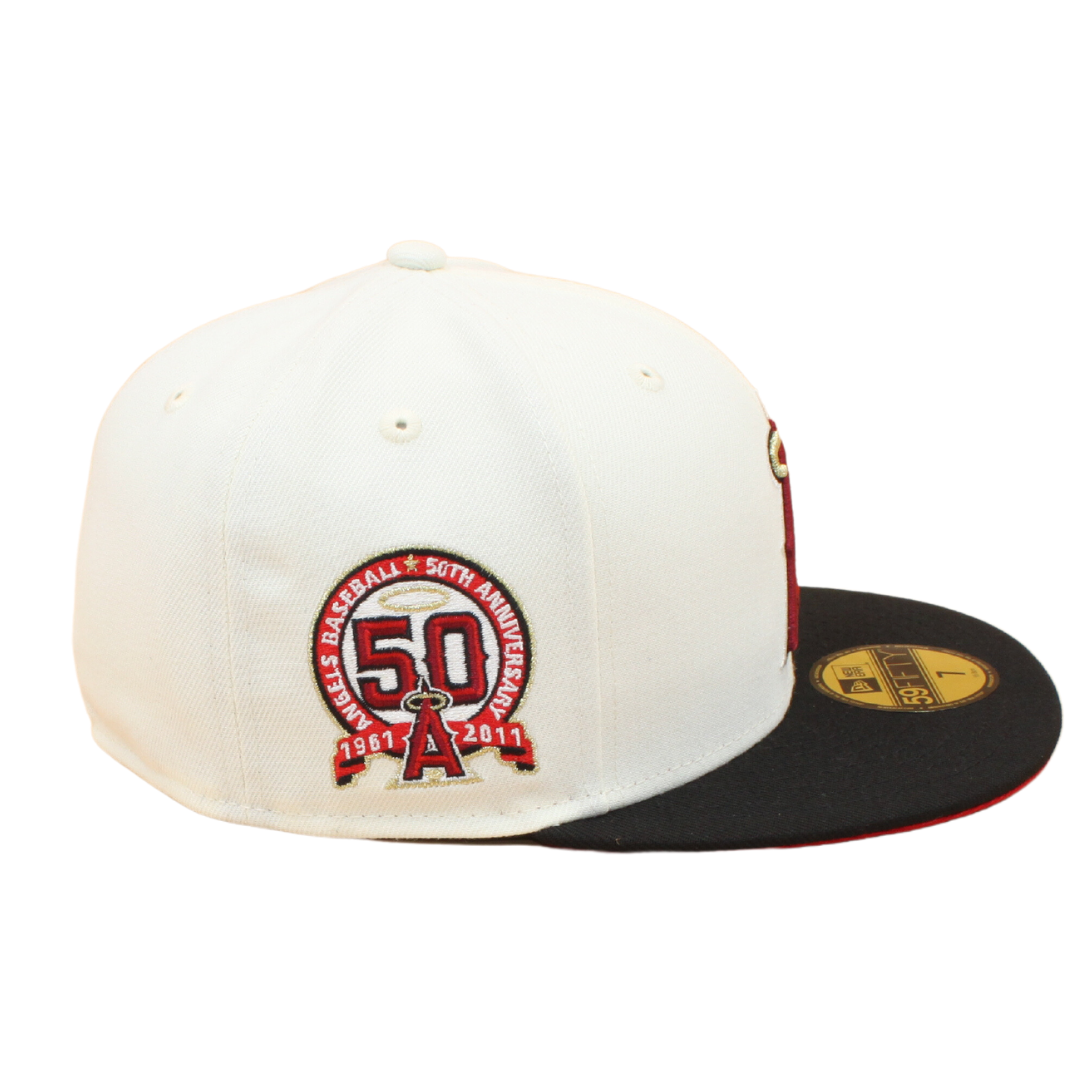 Anaheim Angels Cooperstown 59Fifty Fitted 50th Anniversary - Chrome White/Black Red Undervisor - Headz Up 