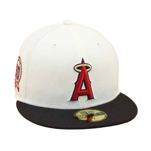 Anaheim Angels Cooperstown 59Fifty Fitted 50th Anniversary - Chrome White/Black Red Undervisor - Headz Up 
