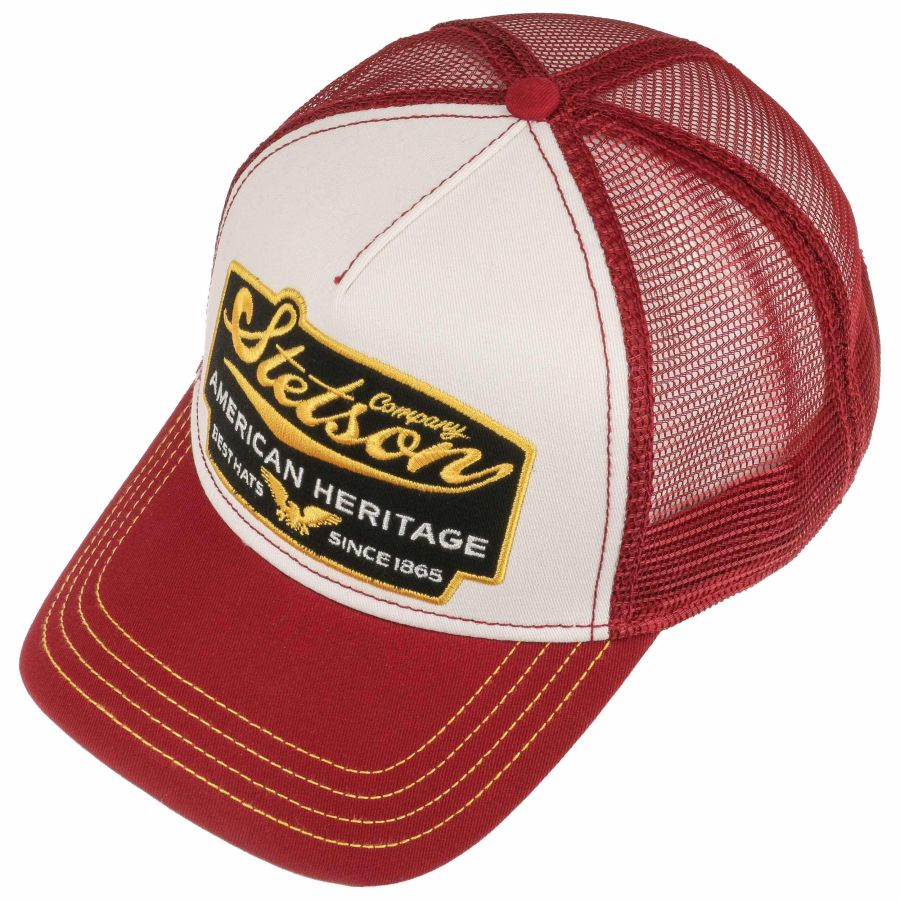 American Heritage Trucker Cap - White/Maroon - Headz Up 