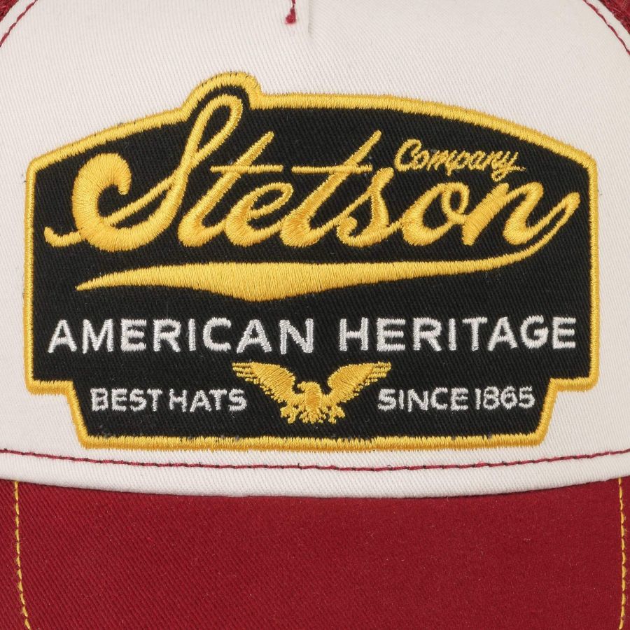 American Heritage Trucker Cap - White/Maroon - Headz Up 
