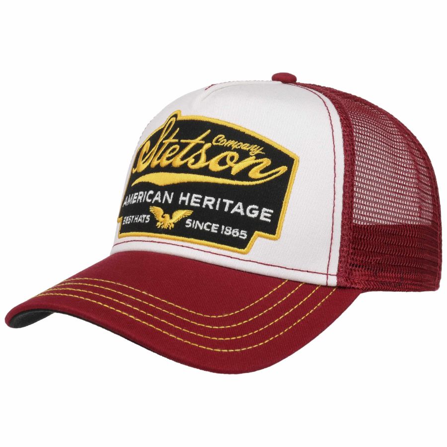 American Heritage Trucker Cap - White/Maroon - Headz Up 