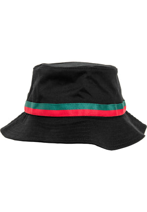 Stripe Bucket Hat - Black/Firered/Green - Headz Up 
