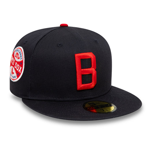 Boston Red Sox Cooperstown Patch Navy 59FIFTY Cap - Navy - Headz Up 