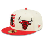 NBA22  DRAFT Chicago Bulls 59Fifty Fitted - Off White/Red - Headz Up 