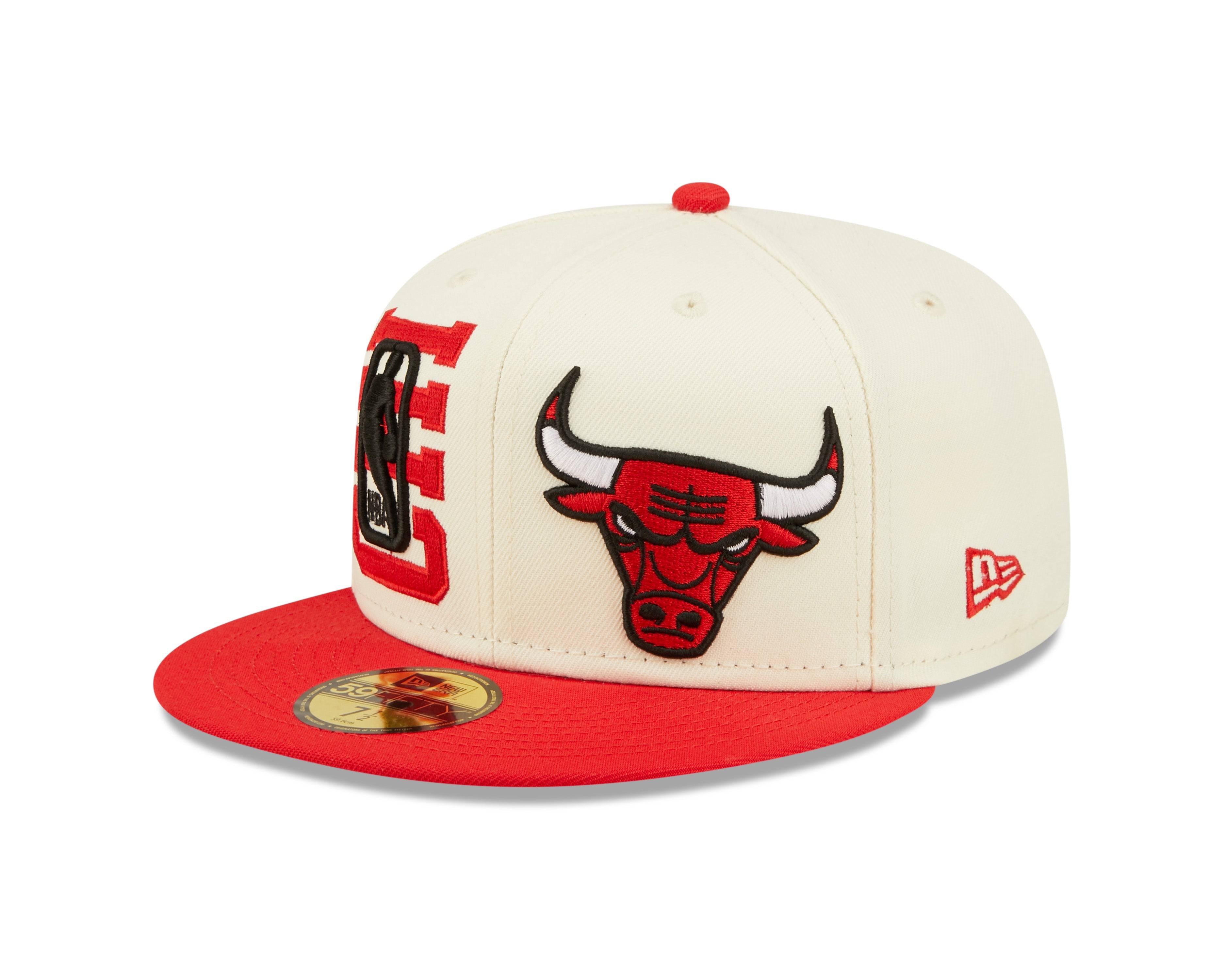 NBA22  DRAFT Chicago Bulls 59Fifty Fitted - Off White/Red - Headz Up 