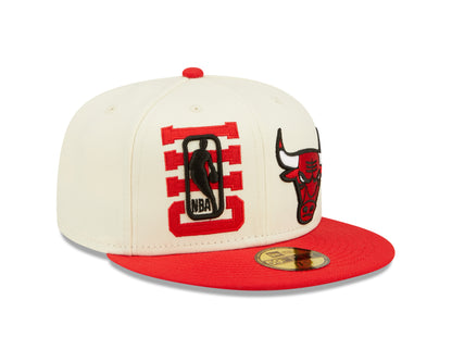 NBA22  DRAFT Chicago Bulls 59Fifty Fitted - Off White/Red - Headz Up 