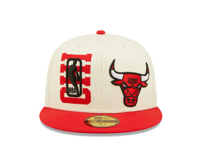 NBA22  DRAFT Chicago Bulls 59Fifty Fitted - Off White/Red - Headz Up 