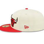 NBA22  DRAFT Chicago Bulls 59Fifty Fitted - Off White/Red - Headz Up 