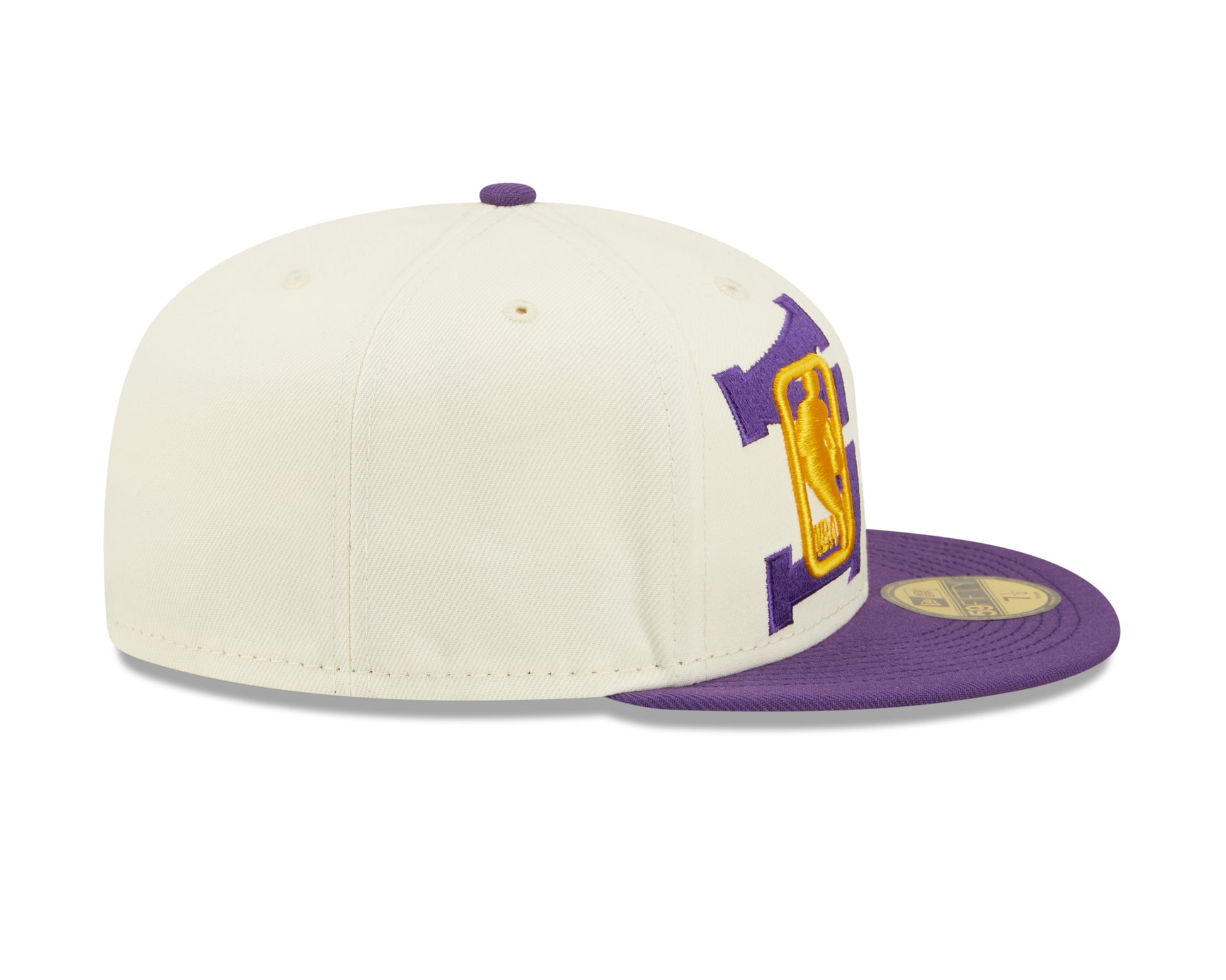 NBA22  DRAFT Los Angeles Lakers 59Fifty Fitted - Off White/Purple - Headz Up 
