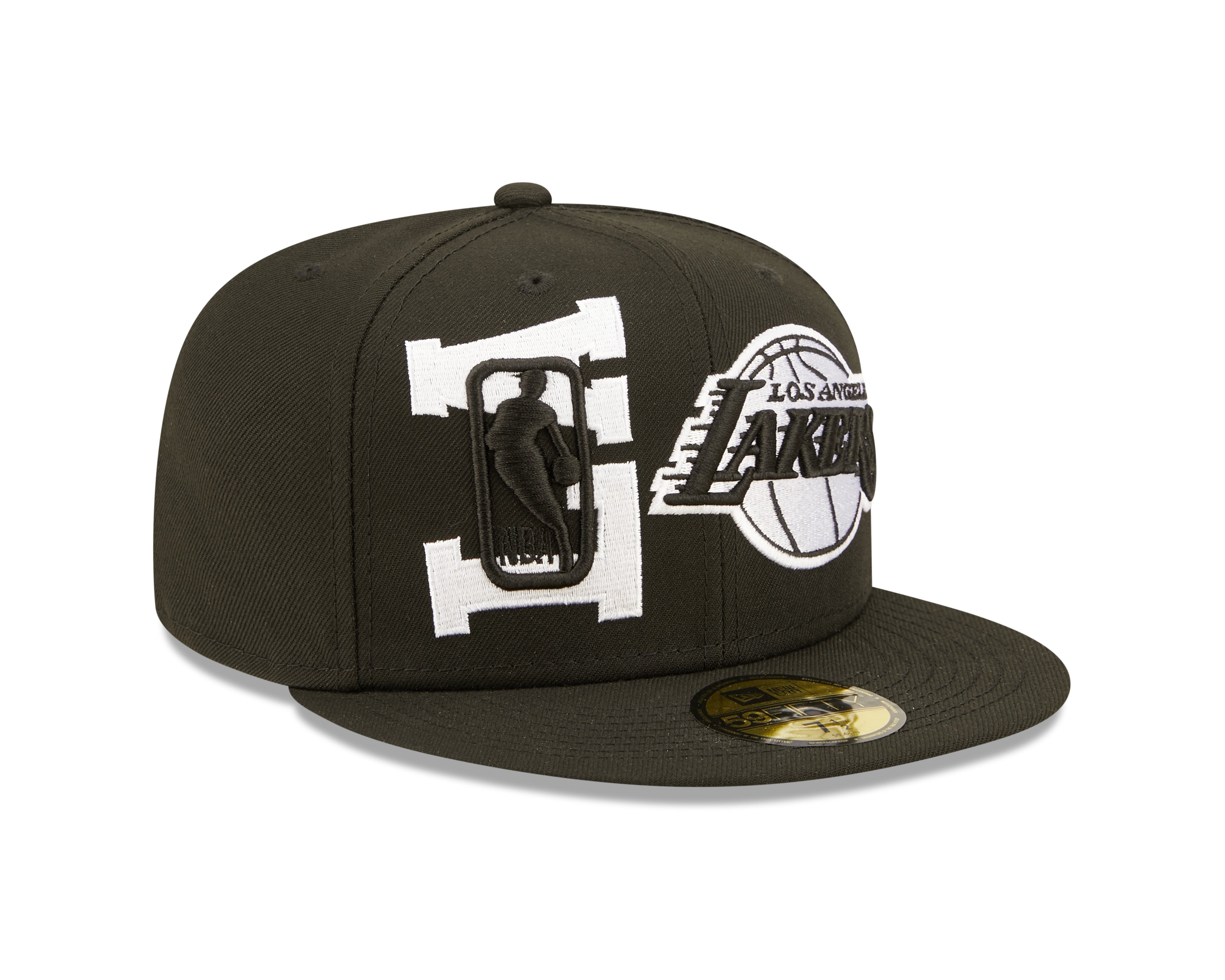 NBA22  DRAFT Los Angeles Lakers 59Fifty Fitted - Black/White - Headz Up 