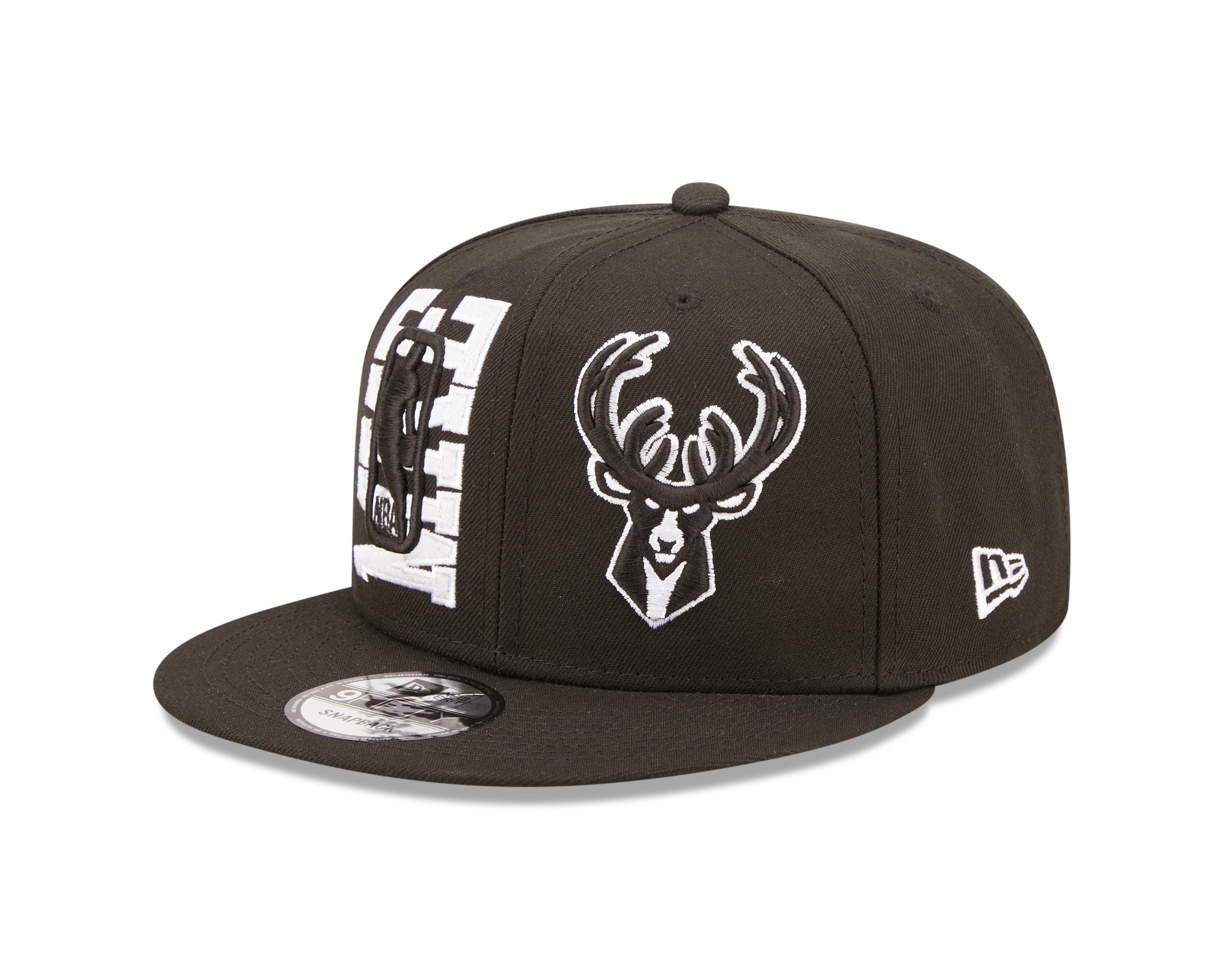 NBA22 DRAFT 9Fifty Snapback Milwaukee Bucks - Black/White - Headz Up 