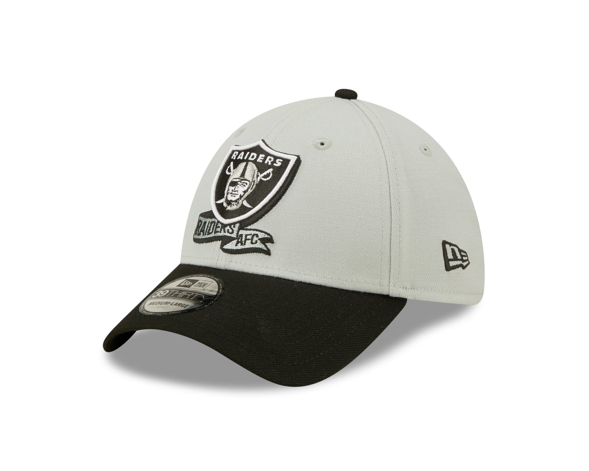 Las Vegas Raiders NFL Sideline 2022 39THIRTY Stretch Fit Cap - Grey/Black - Headz Up 